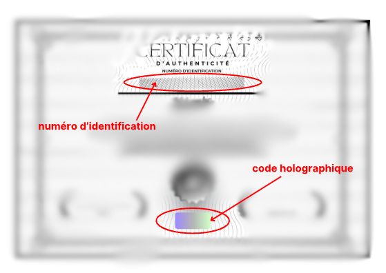 Exemple de certificat d'authenticité Nelumbo